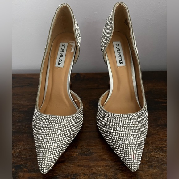 Silver glitter Steve Madden heels - Picture 1 of 4